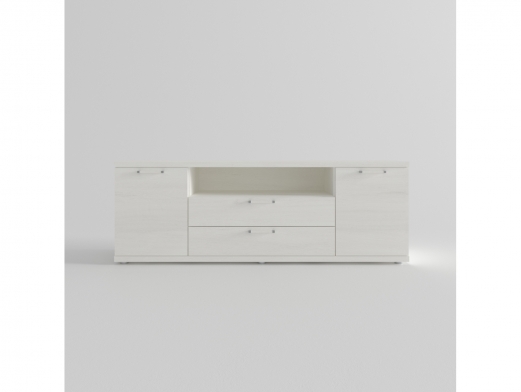 Mesa tv. 2 puertas,hueco y 2 cajones color polar de 160 cm.  merkamueble