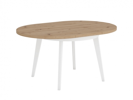 Mesa de comedor redonda extensible de 110 cm. patas metálicas inclinadas  merkamueble