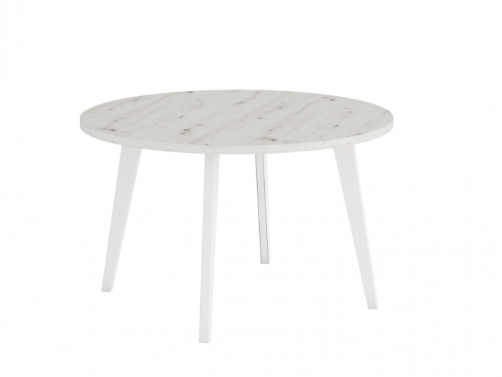 Mesa de comedor redonda fija de 100 cm. patas metálicas inclinadas  merkamueble
