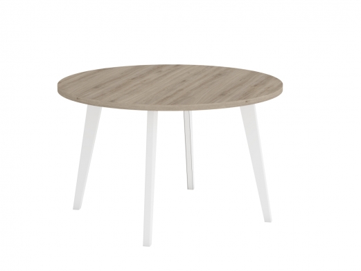 Mesa de comedor redonda fija de 100 cm. patas metálicas inclinadas  merkamueble