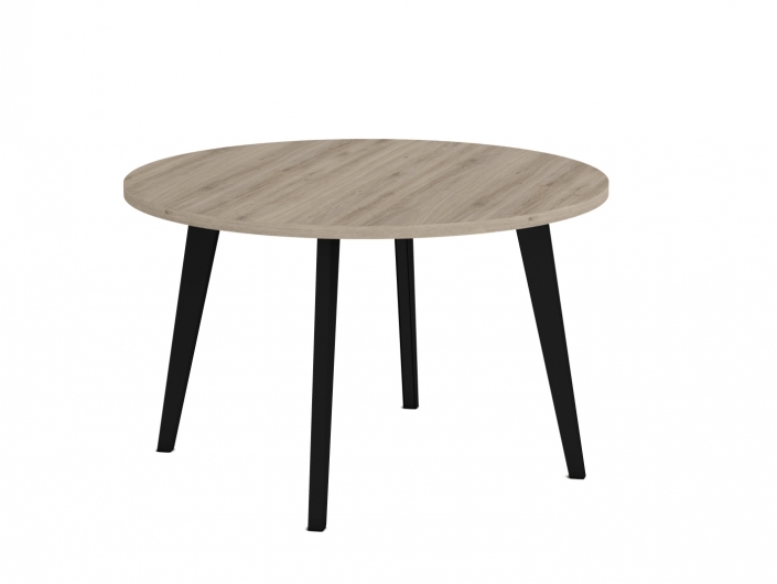 Mesa de comedor redonda fija de 100 cm. patas metálicas inclinadas  merkamueble