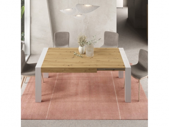 Mesa de comedor rectangular extensible de 144 cm. patas portería  merkamueble