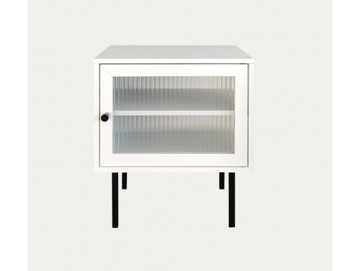 Mesita blanca puerta cristal  merkamueble