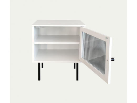 Mesita blanca puerta cristal  merkamueble 2