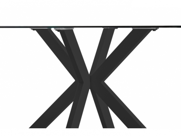 Mesa cristal y patas negras metal 140 cm  merkamueble