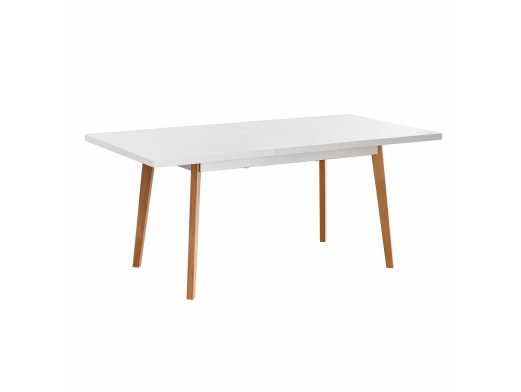 Mesa extensible blanca y patas madera 140-180 cm  merkamueble 2