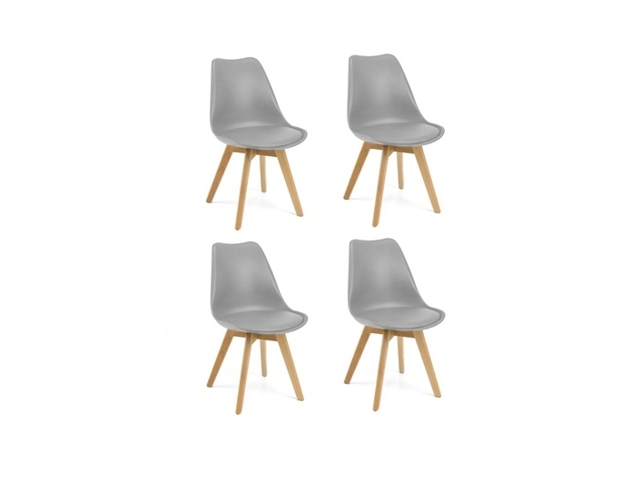 Pack 4 sillas gris patas en haya  merkamueble