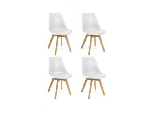 Pack 4 sillas blancas patas en haya  merkamueble