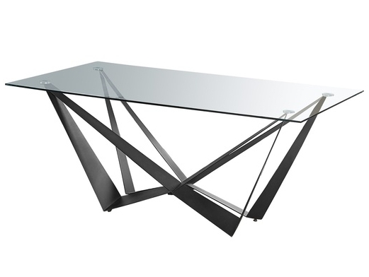 Mesa cristal diseño patas en ángulos negra 160 cm  merkamueble