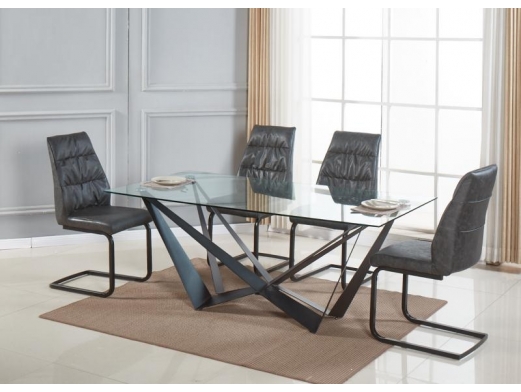 Mesa cristal diseño patas en ángulos negra 160 cm  merkamueble 2