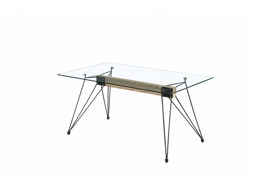 Mesa tapa cristal y patas negras 140 cm  merkamueble 2