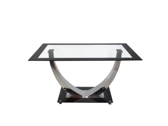 Mesa cristal diseño negra con pata cromada 140 cm  merkamueble