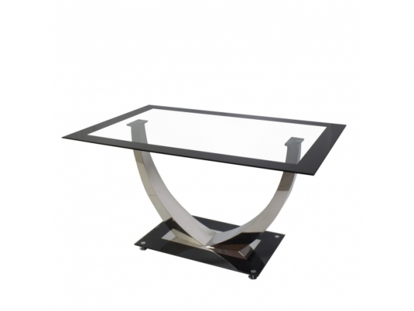 Mesa cristal diseño negra con pata cromada 140 cm  merkamueble