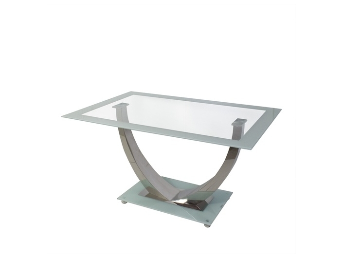 Mesa cristal diseño blanca con pata cromada 140 cm  merkamueble