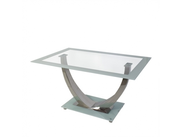 Mesa cristal diseño blanca con pata cromada 140 cm  merkamueble