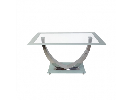 Mesa cristal diseño blanca con pata cromada 140 cm  merkamueble 2