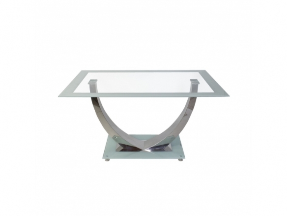 Mesa cristal diseño blanca con pata cromada 140 cm  merkamueble