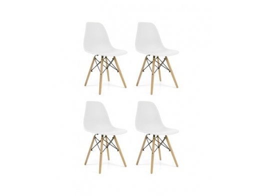 Pack 4 sillas vintage blancas patas haya  merkamueble