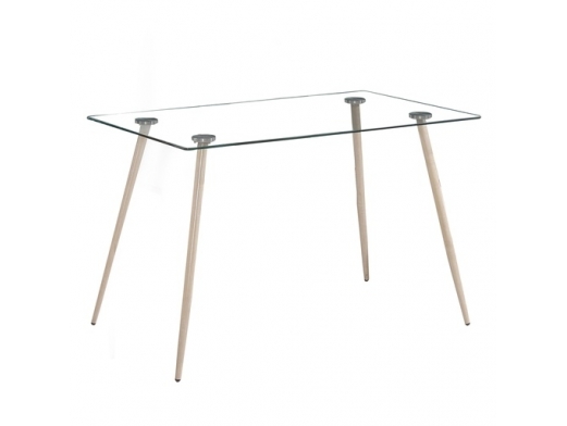 Mesa fija cristal patas aserradas 120 cm  merkamueble