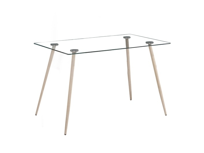 Mesa fija cristal patas aserradas 120 cm  merkamueble