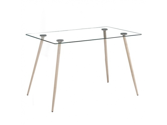 Mesa fija cristal patas aserradas 120 cm  merkamueble