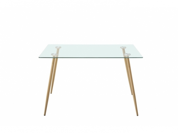 Mesa fija cristal patas aserradas 120 cm  merkamueble