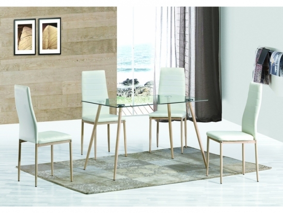 Mesa fija cristal patas aserradas 120 cm  merkamueble