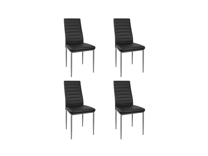 Pack 4 sillas negras patas en gris plata  merkamueble