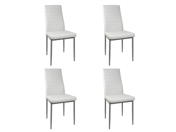 Pack 4 sillas blancas patas gris plata  merkamueble
