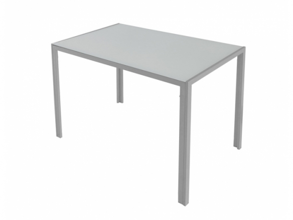 Mesa fija blanca y gris plata 105 cm  merkamueble