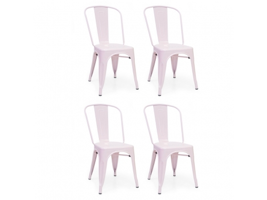 Pack 4 sillas metálicas rosa claro  merkamueble
