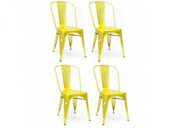 Pack 4 sillas metálicas doradas  merkamueble