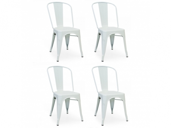 Pack 4 sillas metálicas blanco mate  merkamueble