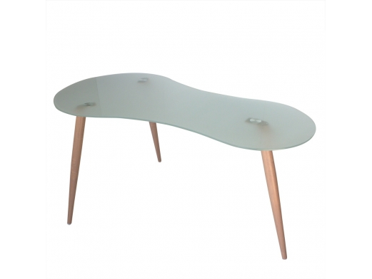 Mesa escritorio cristal translúcido patas aserradas  merkamueble 2
