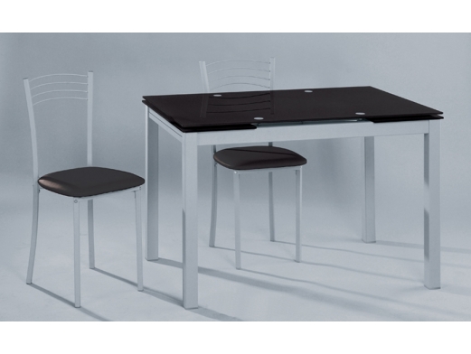 Mesa extensible negra chasis gris 110 - 170 cm  merkamueble 2