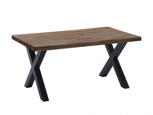 Mesa de comedor fija de 160 cm color roble americano-negro  merkamueble