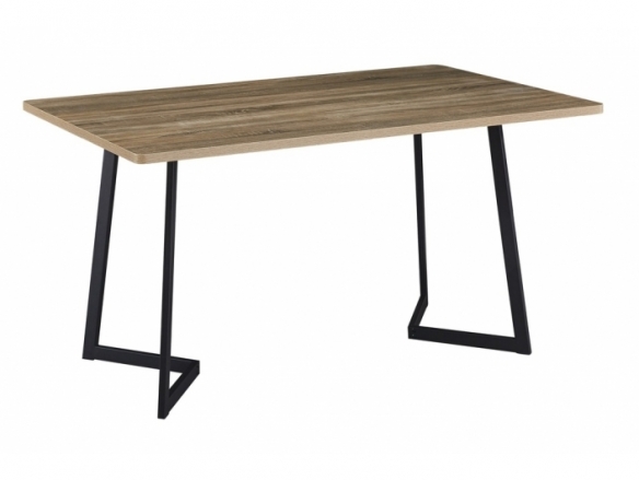 Mesa patas metal y tapa melamina aserrada  merkamueble