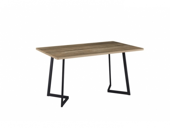 Mesa patas metal y tapa melamina aserrada  merkamueble