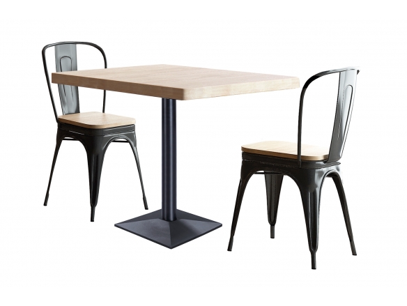 Mesa roble nordish y negro 80 x 80 cm  merkamueble