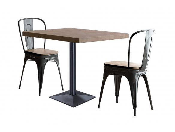 Mesa roble american y negro 80 x 80 cm  merkamueble