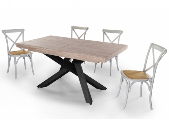 Mesa comedor extensible 160 - 200 - 240 x 90 cm roble honey - negro  merkamueble