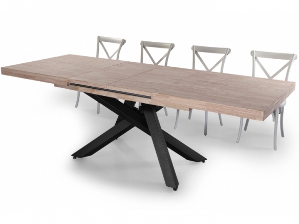Mesa comedor extensible 160 - 200 - 240 x 90 cm roble honey - negro  merkamueble