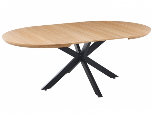 Mesa comedor redonda extensible 130 - 170 - 210 x 130 cm oak - negro  merkamueble