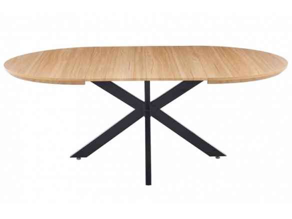Mesa comedor redonda extensible 130 - 170 - 210 x 130 cm oak - negro  merkamueble