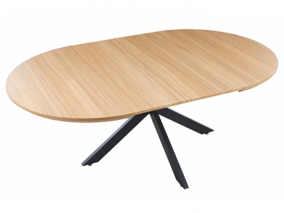 Mesa comedor redonda extensible 130 - 170 - 210 x 130 cm oak - negro  merkamueble