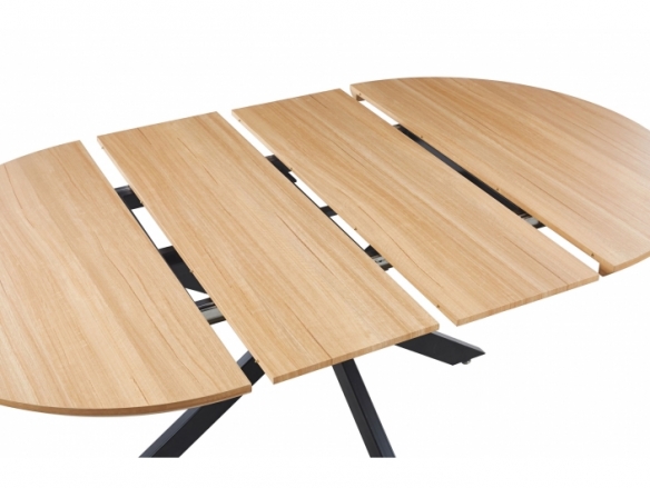 Mesa comedor redonda extensible 130 - 170 - 210 x 130 cm oak - negro  merkamueble