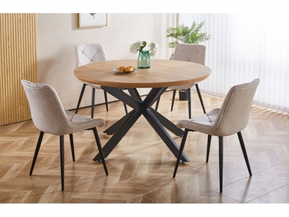 Mesa comedor redonda extensible 130 - 170 - 210 x 130 cm oak - negro  merkamueble