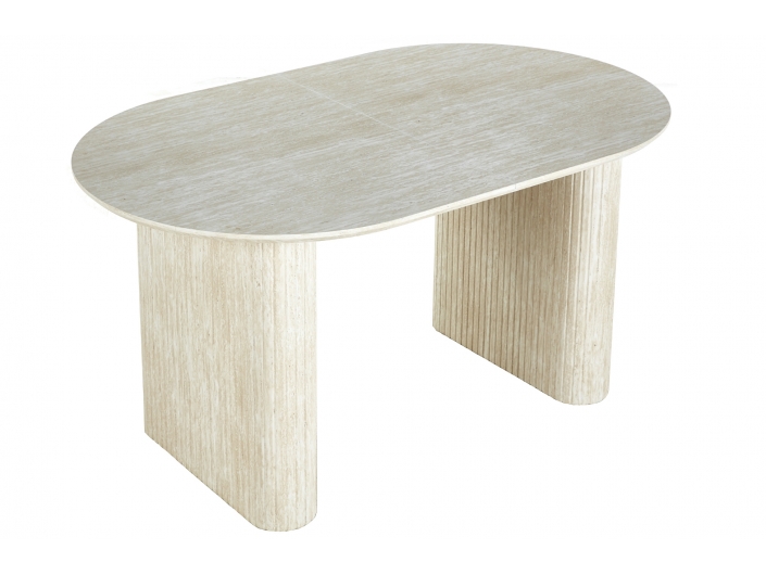 Mesa comedor oval extensible 150 color pietra travertino  merkamueble