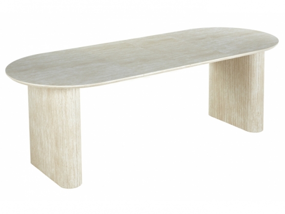 Mesa comedor oval extensible 150 color pietra travertino  merkamueble