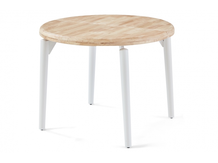 Mesa comedor redonda extensible 100 cm color nordish - blanco  merkamueble